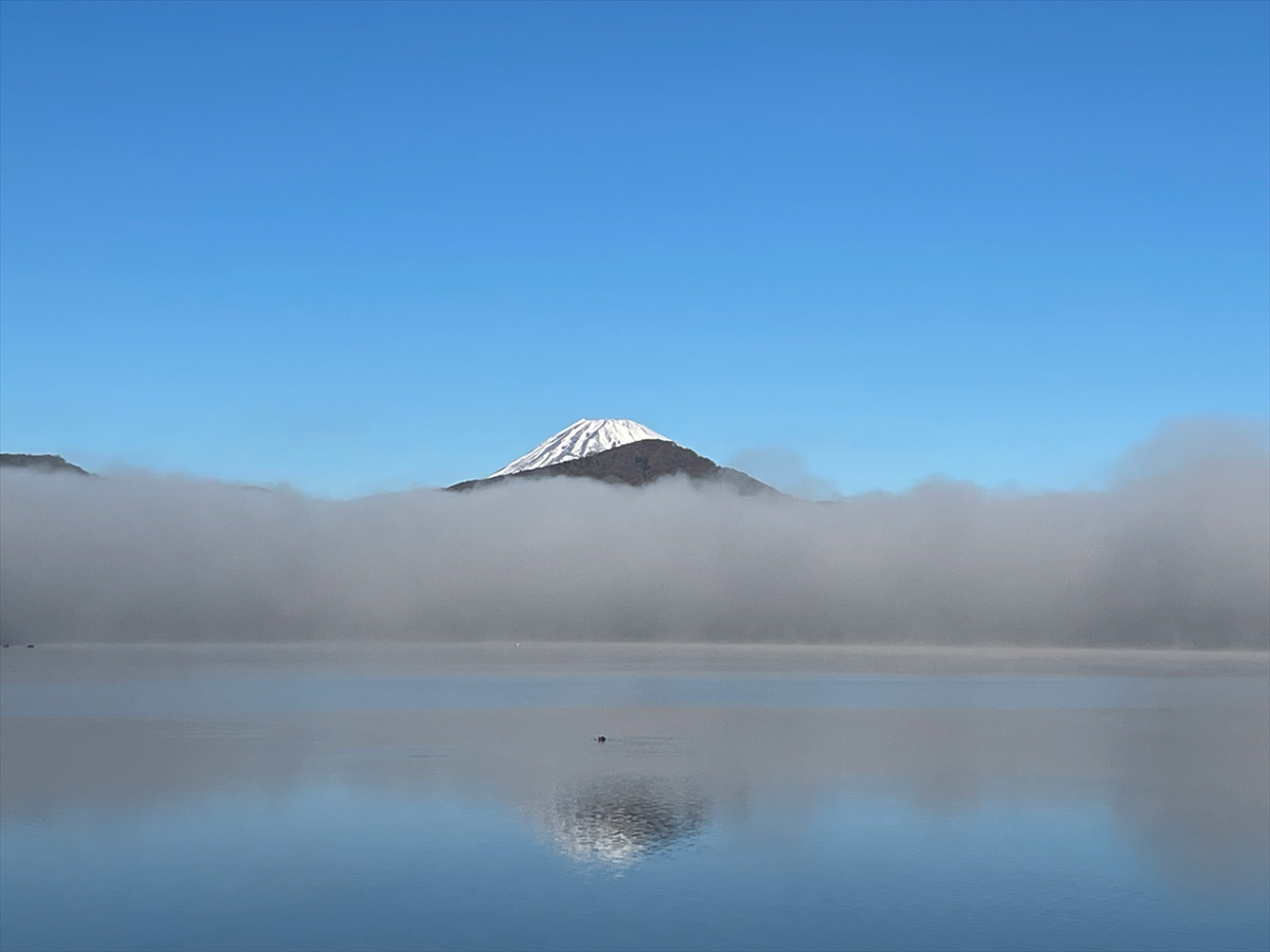 ガーデンからの眺め　富士山と芦ノ湖　冬